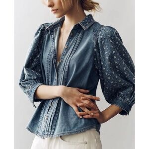 Anthropologie /Pilcro: The Bella Femme Denim Buttondown Top